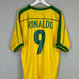 1998/00 BRAZIL RONALDO #9 HOME SHIRT (L) NIKE