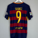 2015/16 BARCELONA SUAREZ #9 HOME SHIRT (M) NIKE