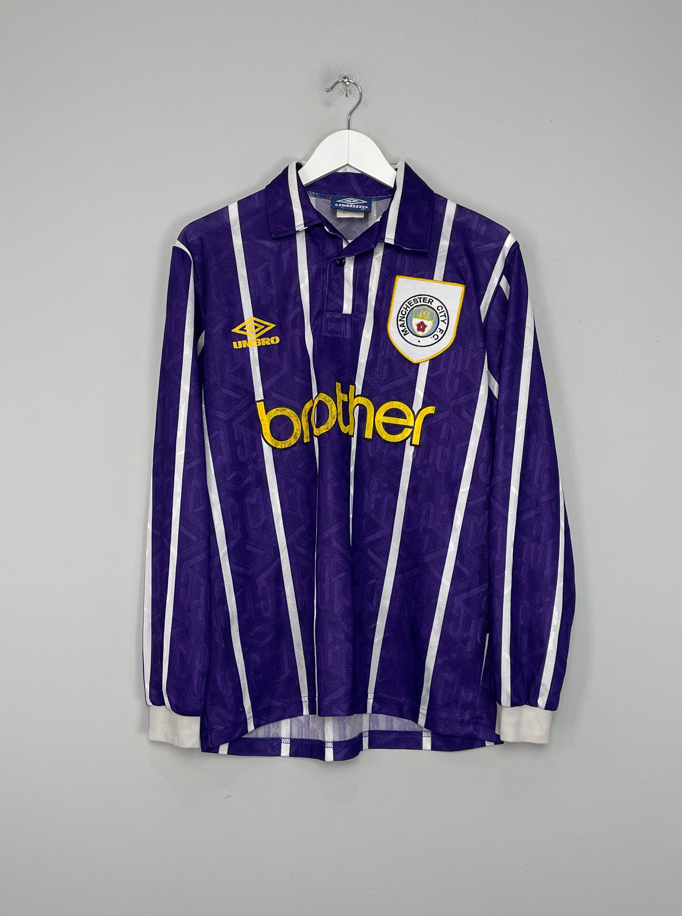 1992/94 MANCHESTER CITY L/S AWAY SHIRT (L) UMBRO