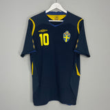 2008/09 SWEDEN IBRAHIMOVIC #10 AWAY SHIRT (L) UMBRO