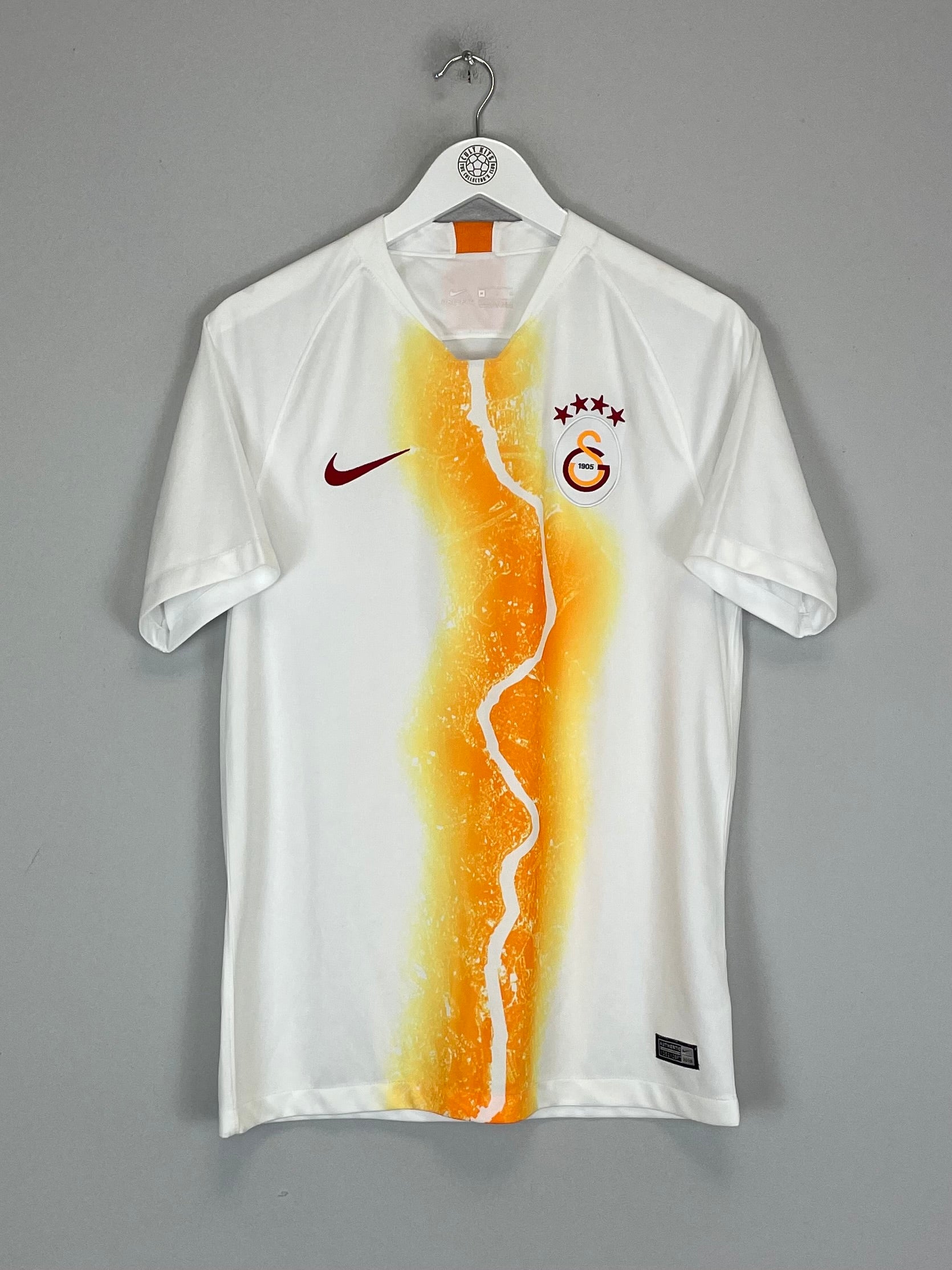 2018/19 Galatasaray third shirt by Nike in excellent condition, medium size, featuring vibrant orange and yellow design.