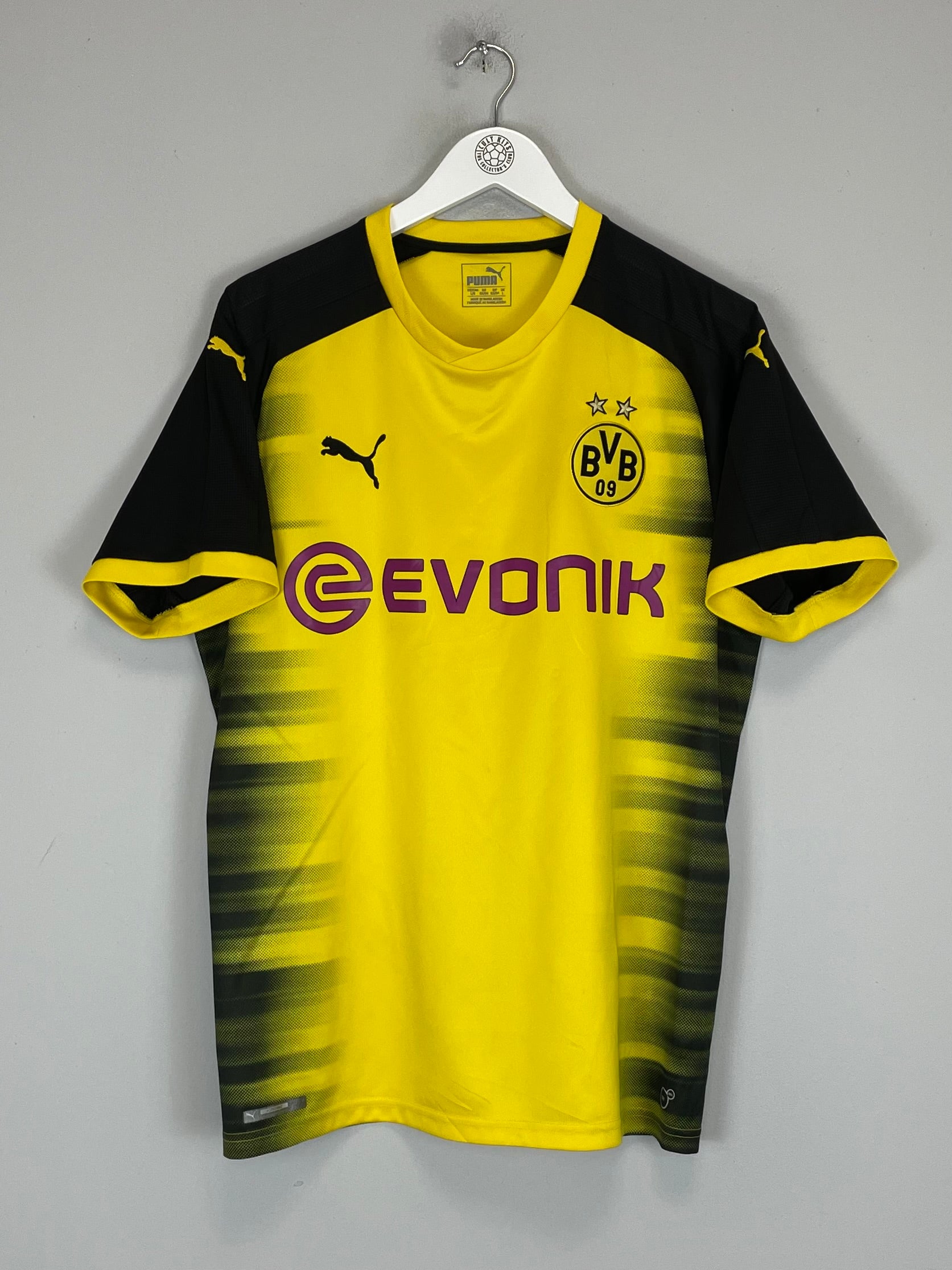 2017/18 Dortmund European Home Shirt (L) Puma, yellow black design, excellent condition, team jersey, sports apparel.