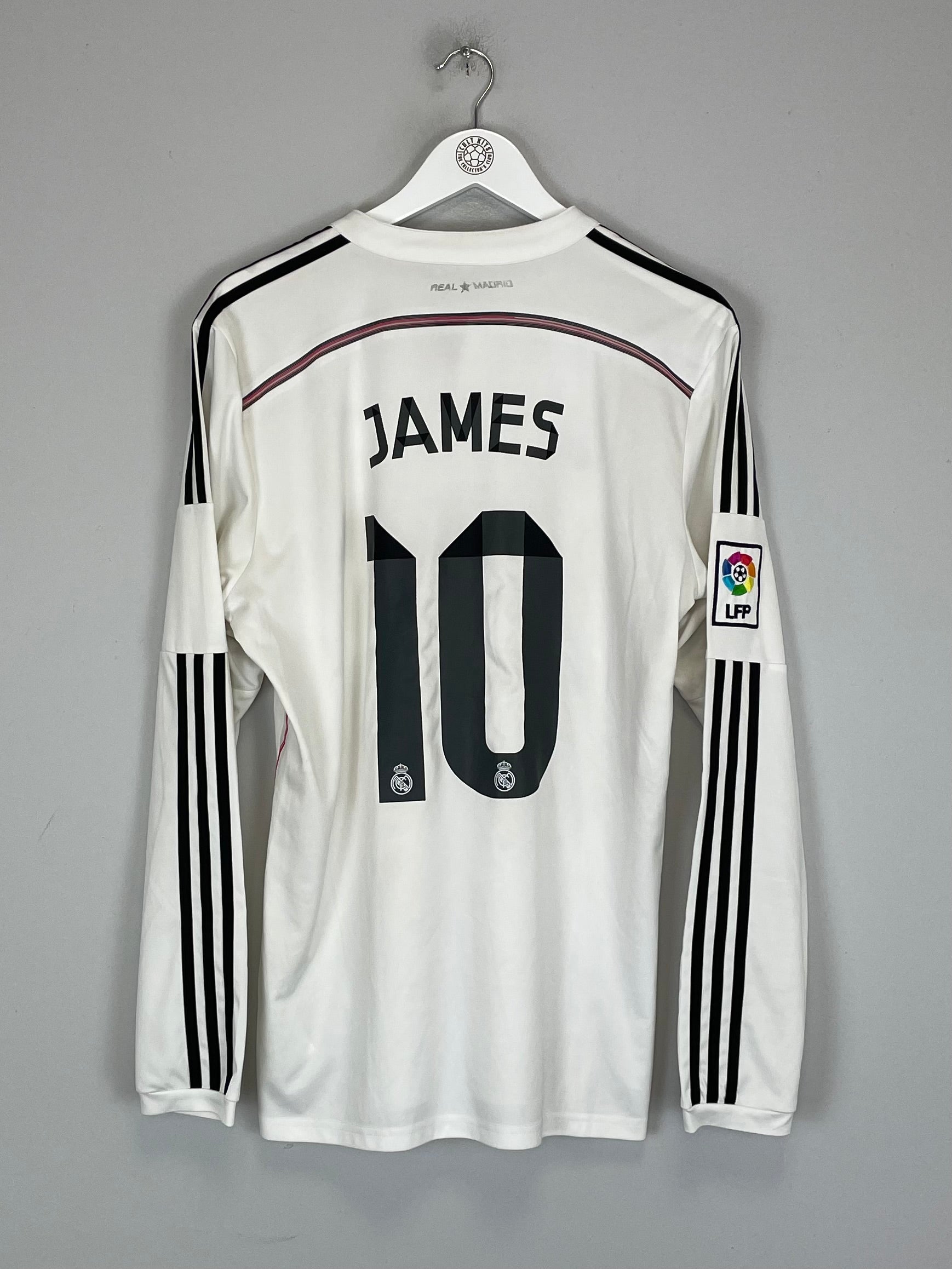 2018/19 Real Madrid James Rodriguez #10 long sleeve home shirt, size large, Adidas, back view, excellent condition.