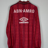 1994 Ajax training shirt by Umbro, XL, featuring ABN AMRO logo, in excellent condition, red patterned design.