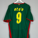 2008/09 Cameroon home shirt featuring Eto'o #9, size XXL, by Puma, in excellent condition, back view.