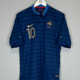 2012/13 France Benzema #10 home shirt by Nike in excellent condition, size large, featuring unique blue and gold design.