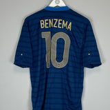 2012/13 France home shirt, Benzema #10, Nike, size large, excellent condition, blue striped design.