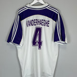 Back view of 2000/01 Anderlecht home shirt featuring Vanderhaeghe #4, Adidas, size XXL, in very good condition.