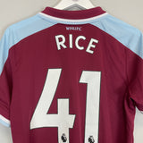 2021/22 WEST HAM RICE #41 *MATCH WORN* HOME SHIRT (M) UMBRO