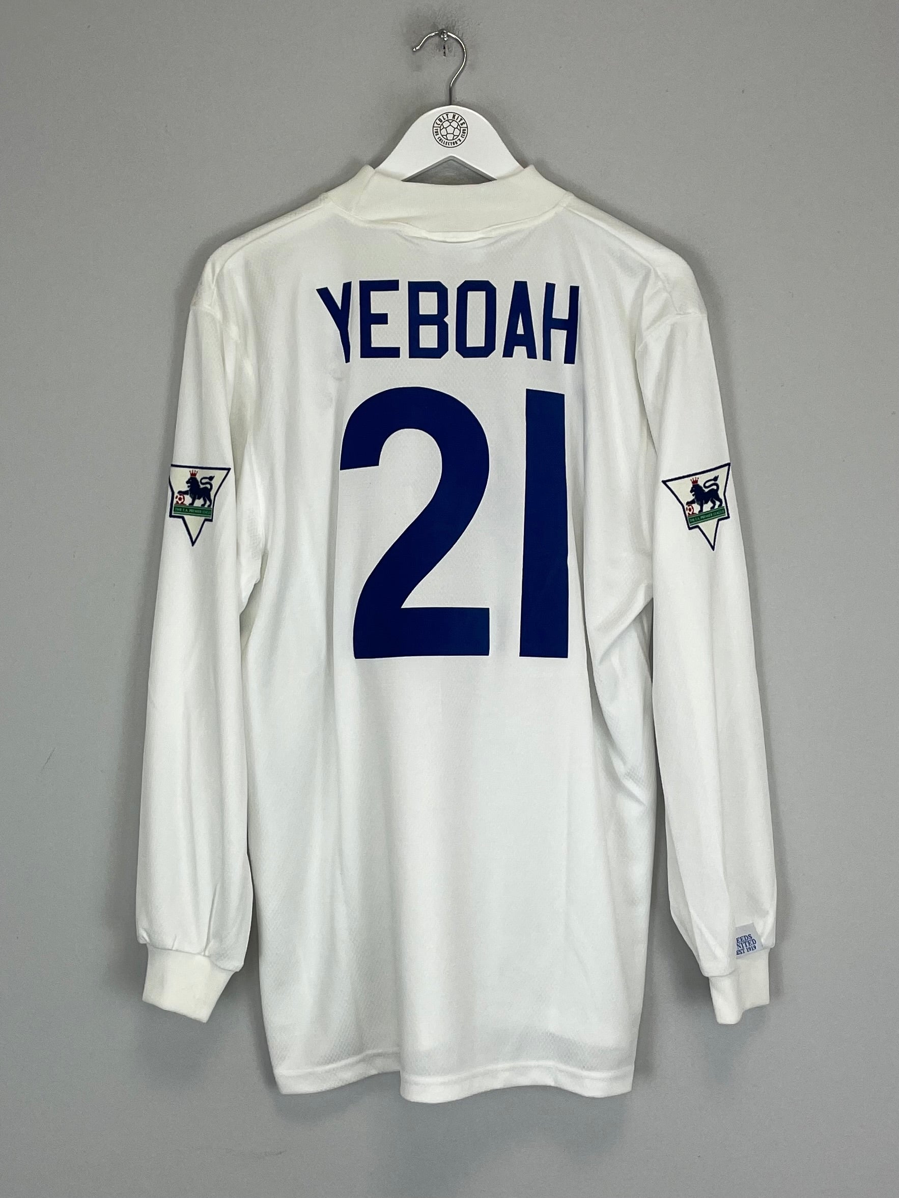 1995/96 LEEDS UNITED YEBOAH #21 L/S HOME SHIRT (L) ASICS