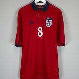 1999/01 ENGLAND SCHOLES #18 AWAY SHIRT (XL) UMBRO