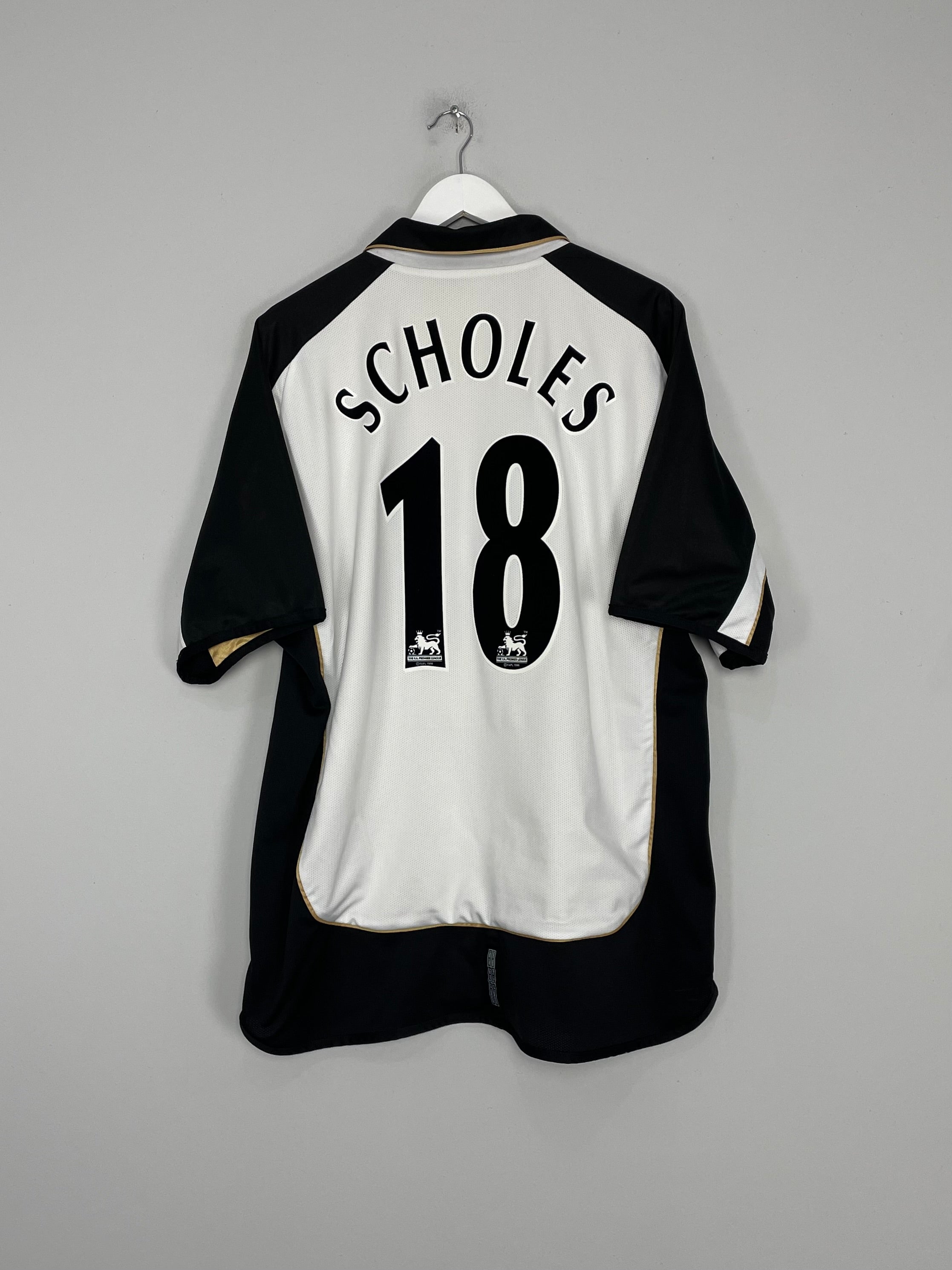 2001/02 MANCHESTER UNITED SCHOLES #18 REVERSABLE CENTENARY SHIRT (XXL) UMBRO