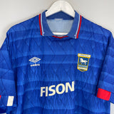 1989/92 IPSWICH TOWN HOME SHIRT (L) UMBRO