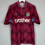 1990/92 MANCHESTER CITY AWAY SHIRT (M) UMBRO