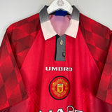 1996/98 MANCHESTER UNITED SOLSKJAER #20 HOME SHIRT (XL) UMBRO