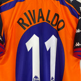 1997/98 BARCELONA RIVALDO #11 AWAY SHIRT (M) KAPPA