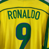 1998/00 BRAZIL RONALDO #9 HOME SHIRT (XL) NIKE