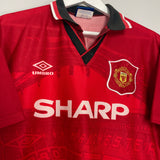 1994/96 MANCHESTER UNITED MCCLAIR #9 HOME SHIRT (M) UMBRO