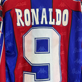 1995/97 BARCELONA RONALDO #9 L/S HOME SHIRT (XL) KAPPA