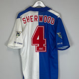 1995/96 BLACKBURN ROVERS SHERWOOD #4 HOME SHIRT (L) ASICS