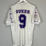 1996/97 REAL MADRID SUKER #9 HOME SHIRT (M) KELME