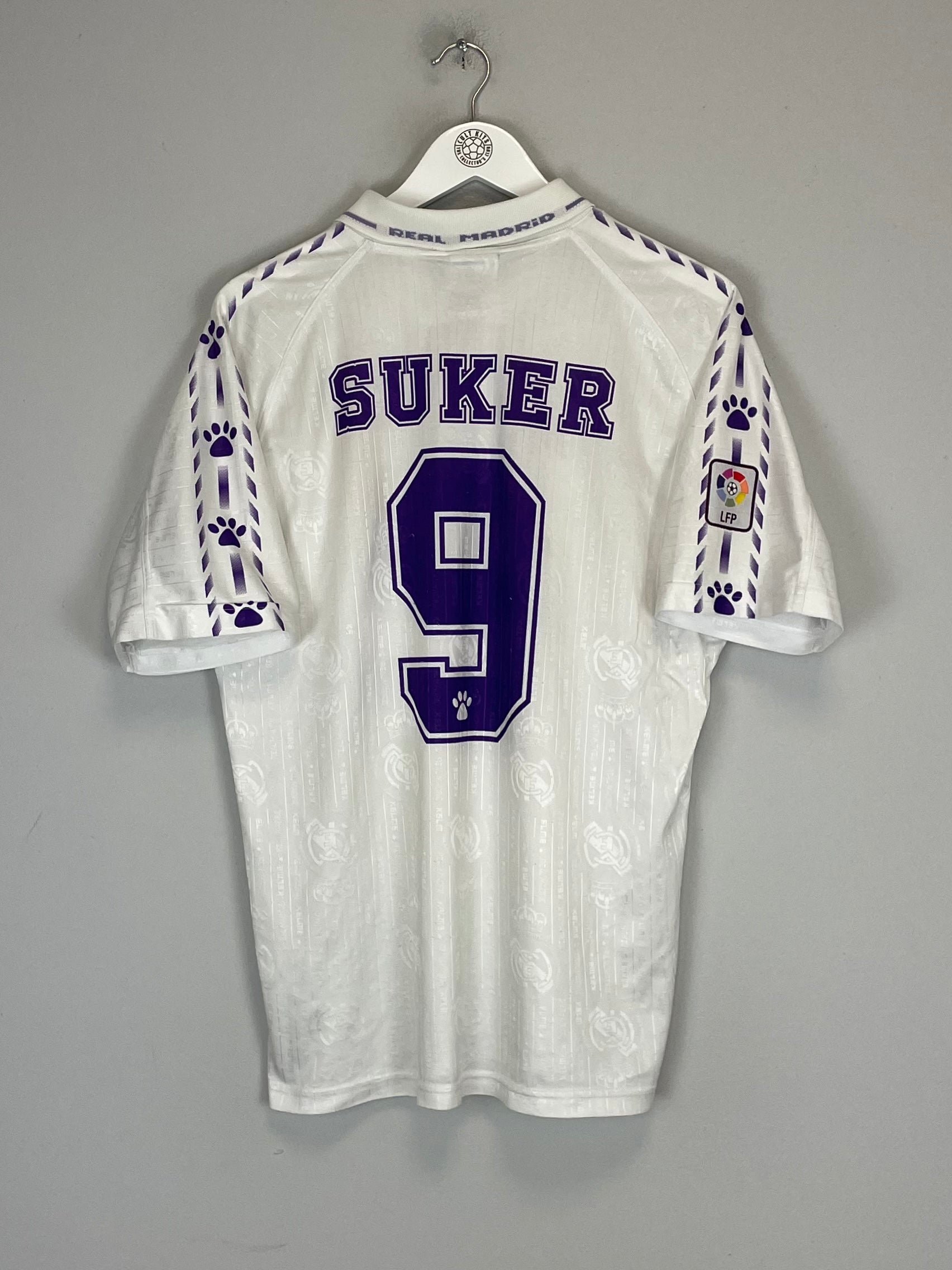 1996/97 REAL MADRID SUKER #9 HOME SHIRT (M) KELME