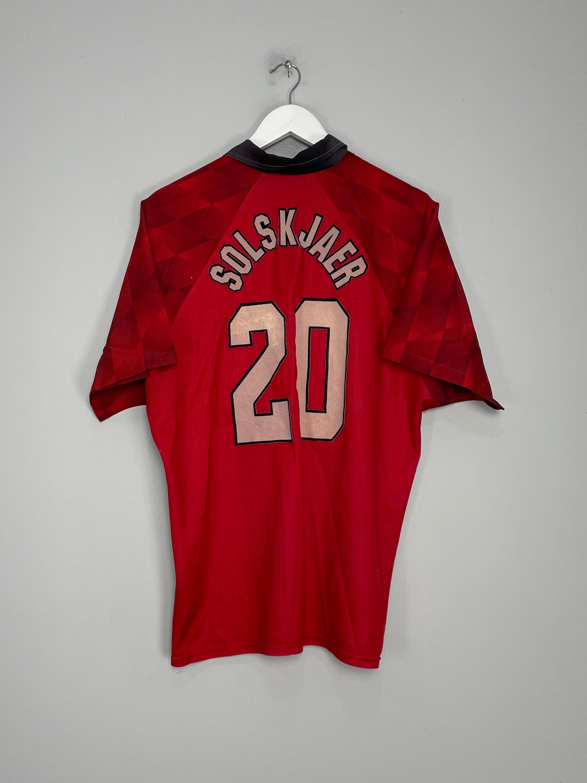 1996/97 MANCHESTER UNITED SOLSKJAER #20 HOME SHIRT (L) UMBRO