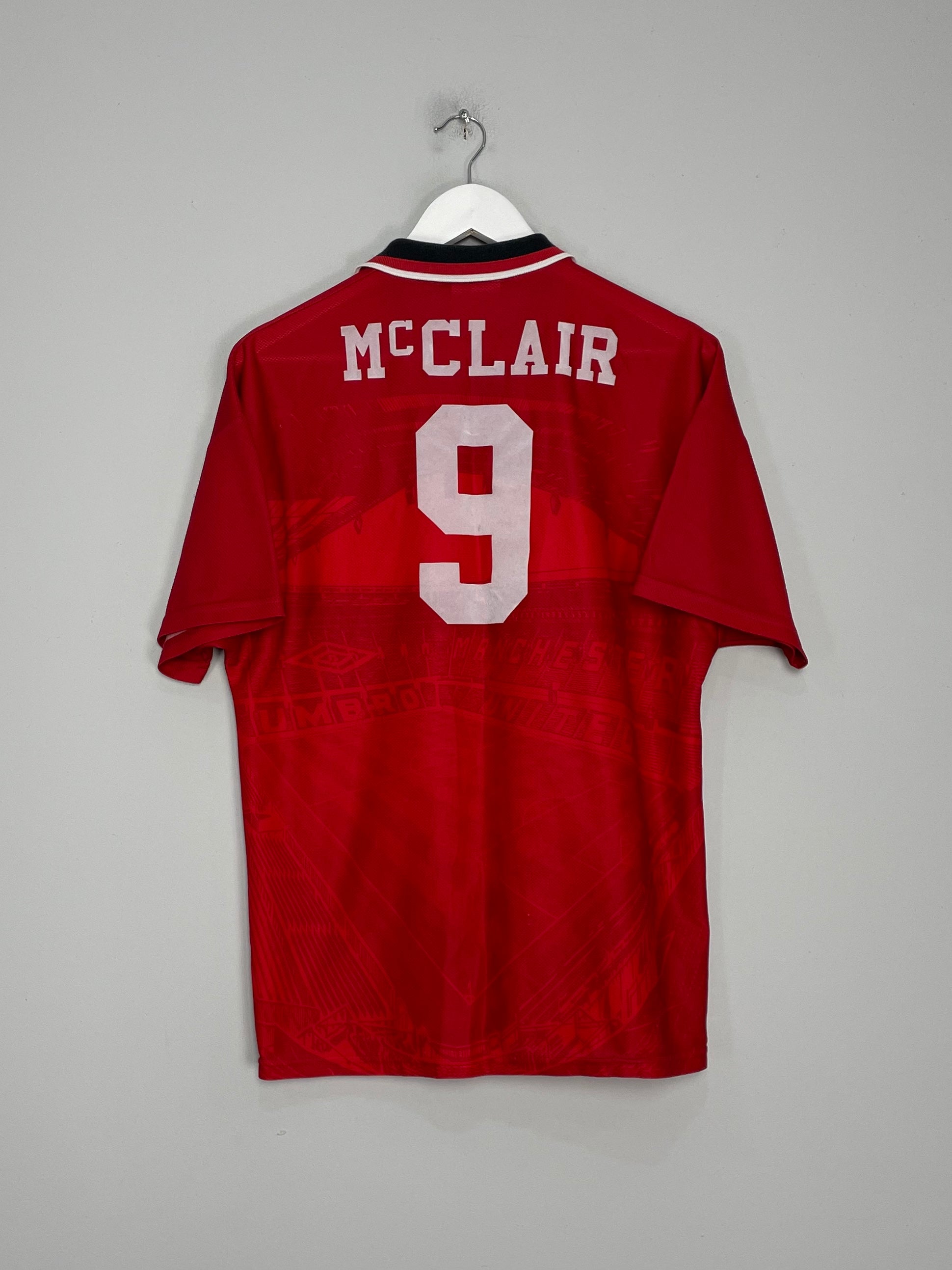 1994/96 MANCHESTER UNITED MCCLAIR #9 HOME SHIRT (M) UMBRO