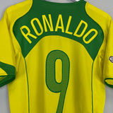 2004/06 BRAZIL RONALDO #9 *FIFA CENTENNIAL* HOME SHIRT (M) NIKE