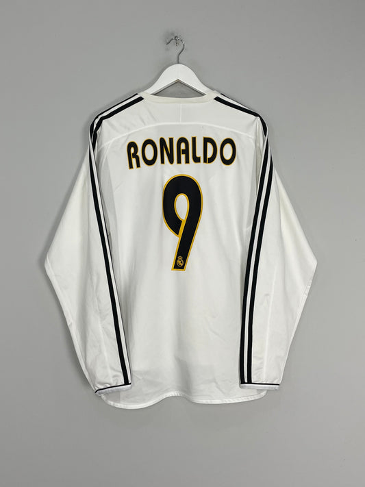 2004/05 REAL MADRID RONALDO #9 *PLAYER ISSUE* L/S HOME SHIRT (L) ADIDAS