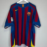 2005/06 BARCELONA MARQUEZ #4 HOME SHIRT (XL) NIKE