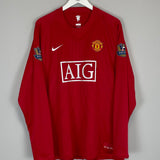 2007/08 MANCHESTER UNITED FABIO #21 L/S HOME SHIRT (XXL) NIKE