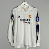 2002/03 REAL MADRID PAVON #22 *PLAYER ISSUE* L/S C/L HOME SHIRT (L) ADIDAS