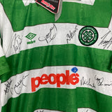 1991/92 CELTIC *SQUAD SIGNED* BNWT HOME SHIRT (L) UMBRO