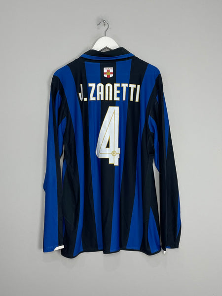 2007/08 INTER MILAN J.ZANETTI #4 L/S *CENTENARY* HOME SHIRT (L) NIKE