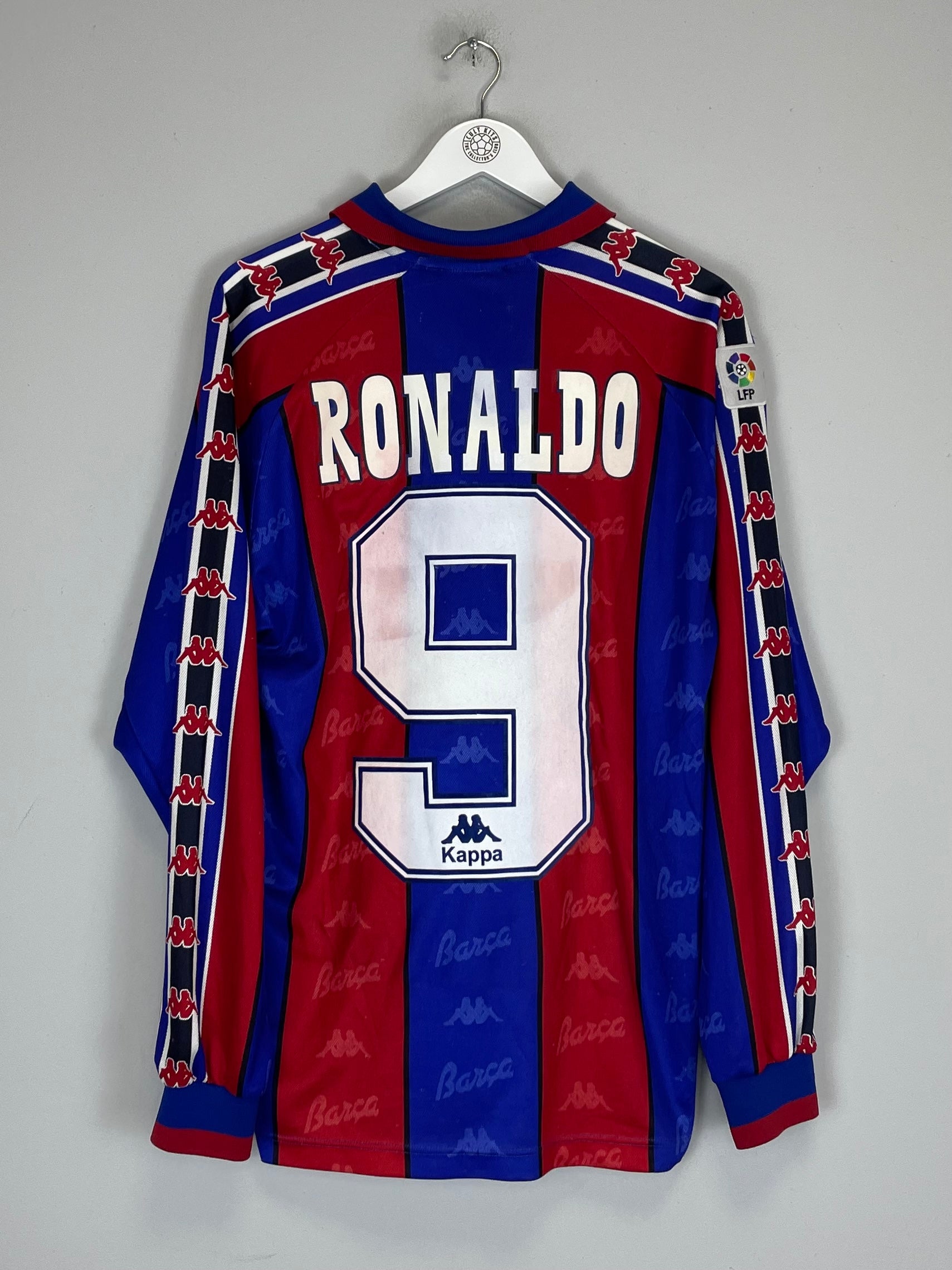 1995/97 BARCELONA RONALDO #9 L/S HOME SHIRT (XL) KAPPA