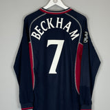 2000/01 MANCHESTER UNITED BECKHAM #7 C/L L/S THIRD SHIRT (M) UMBRO