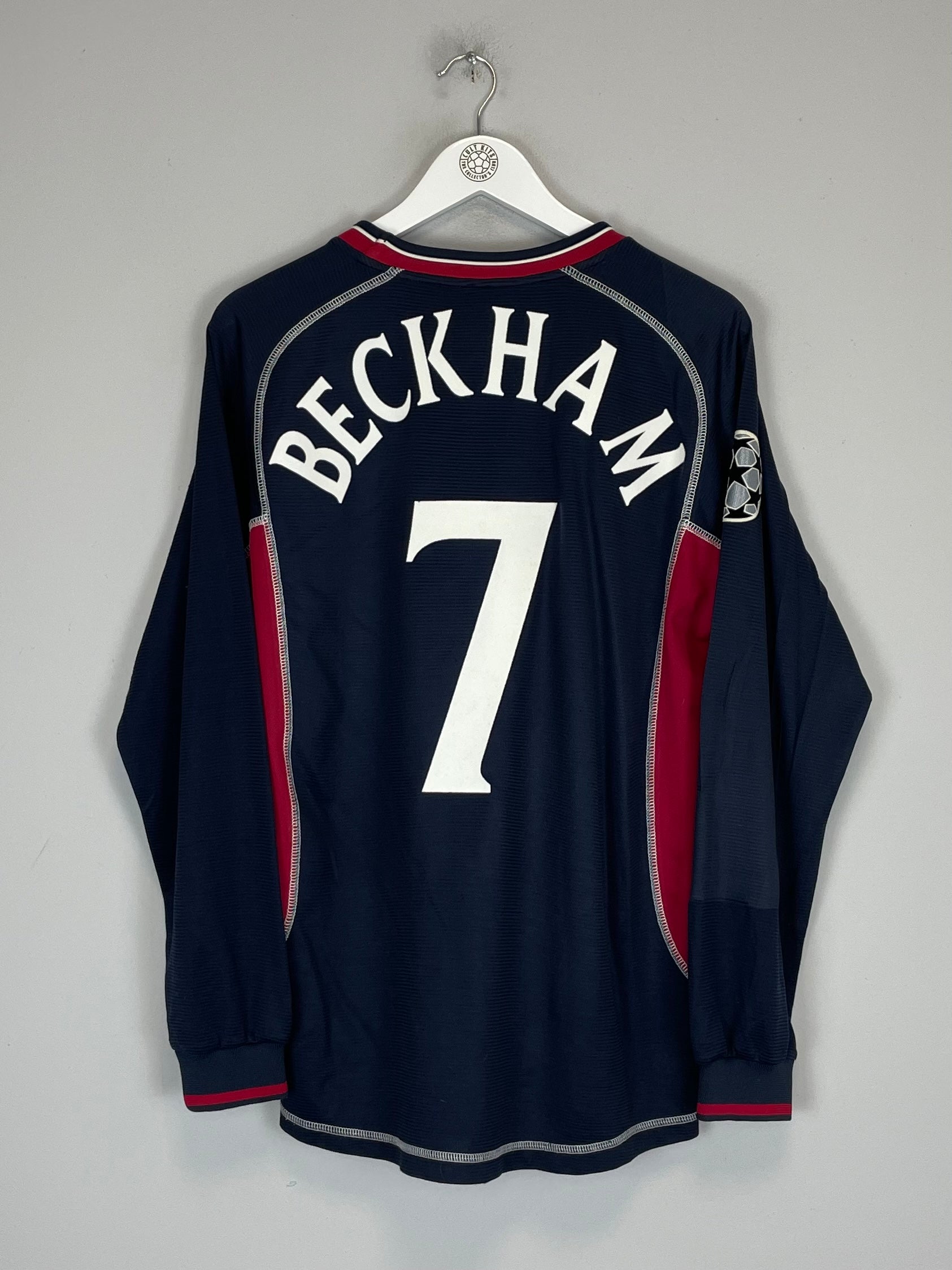 2000/01 MANCHESTER UNITED BECKHAM #7 C/L L/S THIRD SHIRT (M) UMBRO