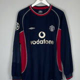 2000/01 MANCHESTER UNITED BECKHAM #7 C/L L/S THIRD SHIRT (M) UMBRO