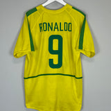 2002/04 BRAZIL RONALDO #9 HOME SHIRT (M) NIKE