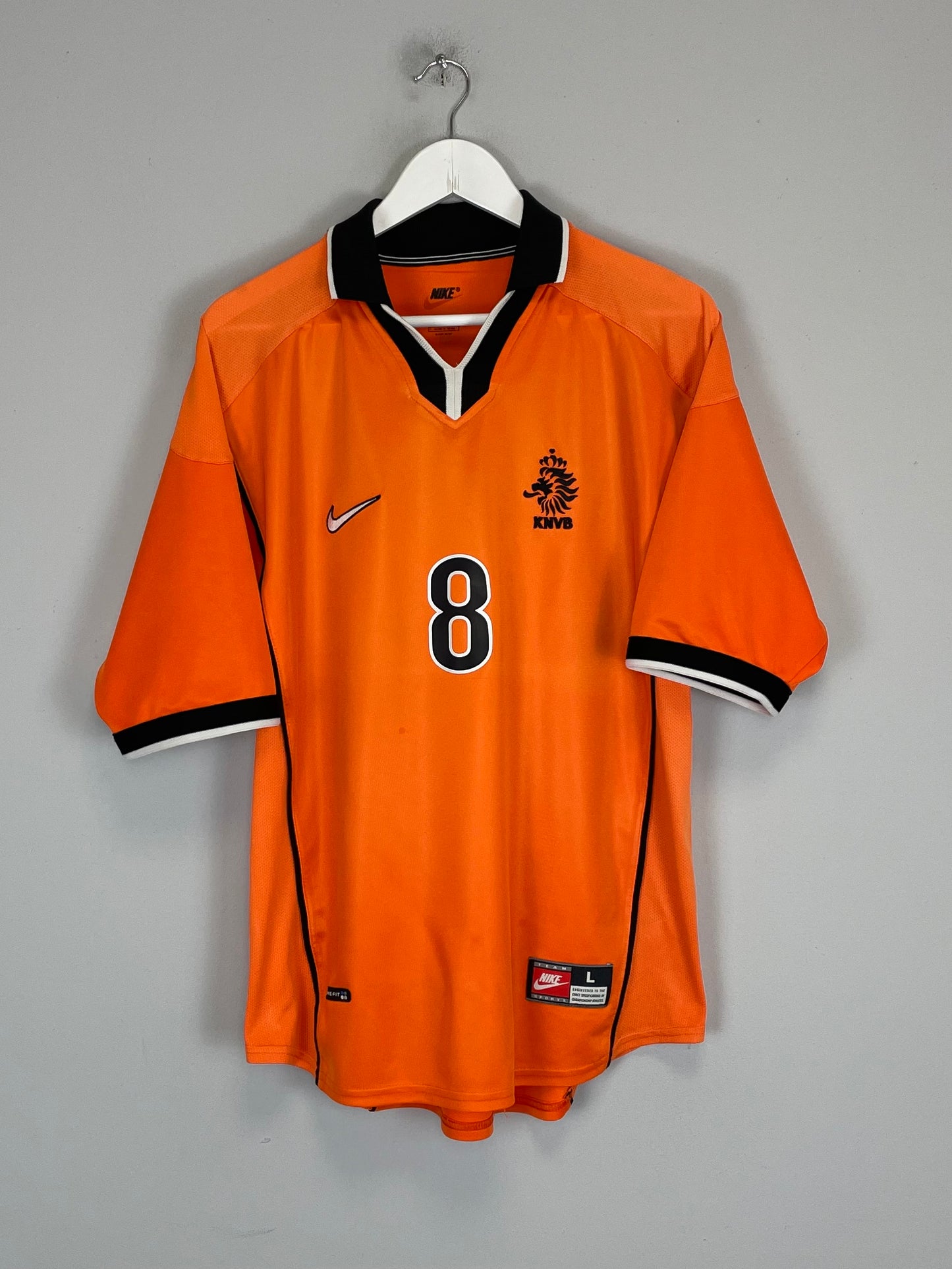 1998/00 NETHERLANDS BERGKAMP #8 HOME SHIRT (L) NIKE