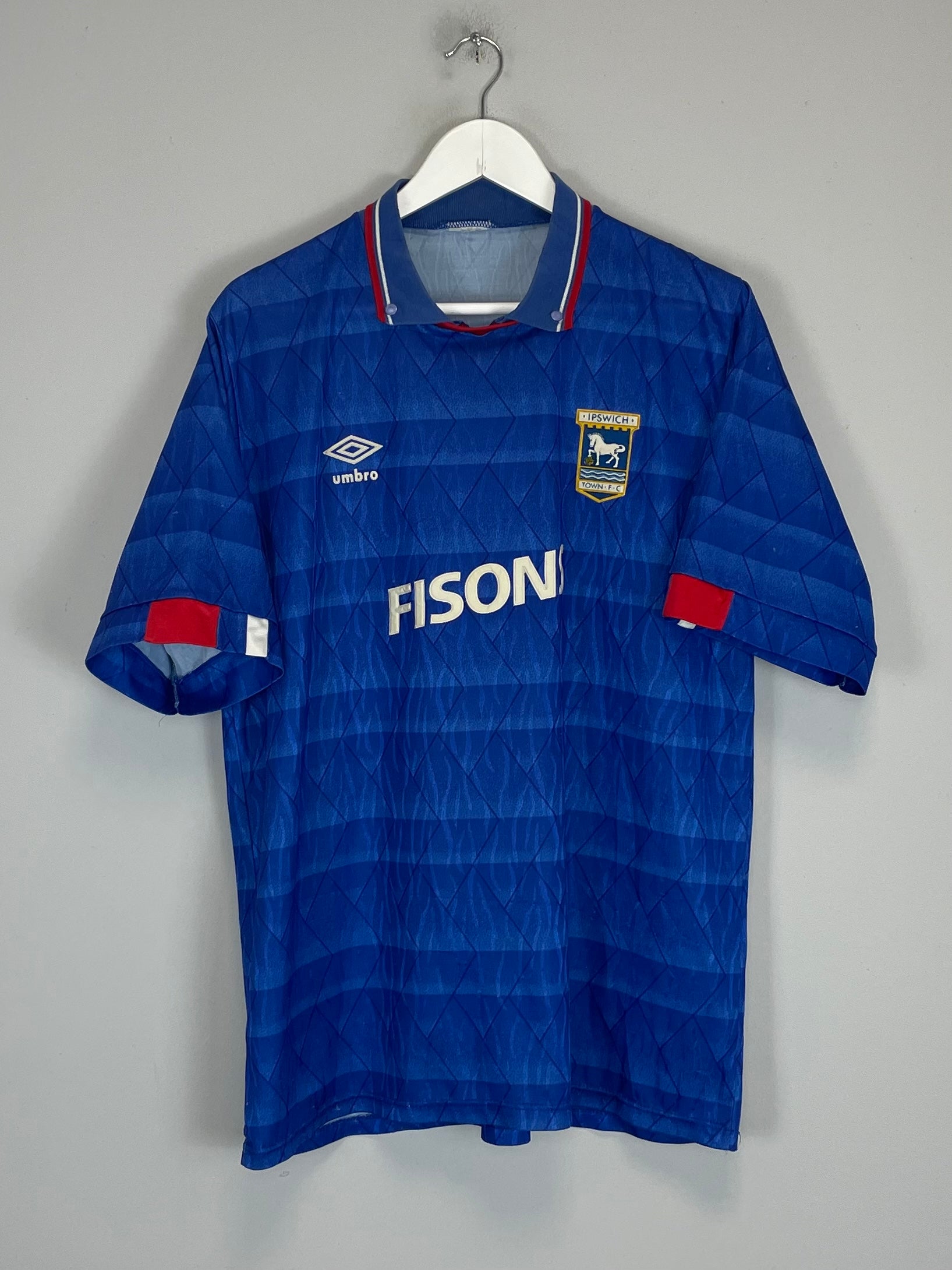 1989/92 IPSWICH TOWN HOME SHIRT (L) UMBRO