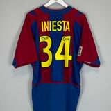 2002/03 BARCELONA INIESTA #34 HOME SHIRT (XL) NIKE