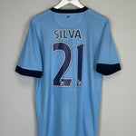 2014/15 MANCHESTER CITY SILVA #21 HOME SHIRT (M) NIKE