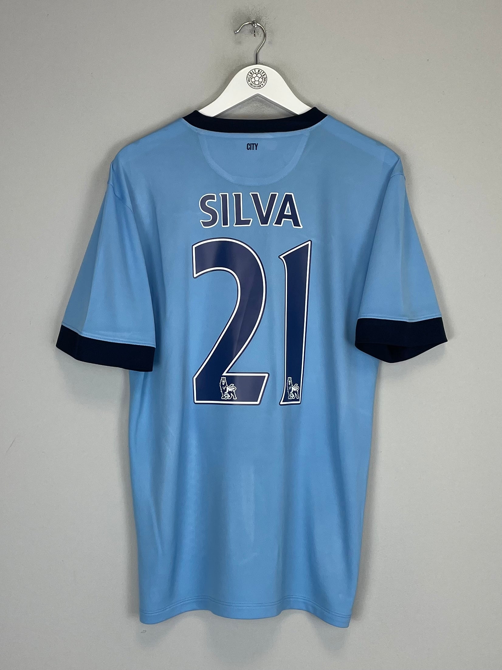 2014/15 MANCHESTER CITY SILVA #21 HOME SHIRT (M) NIKE