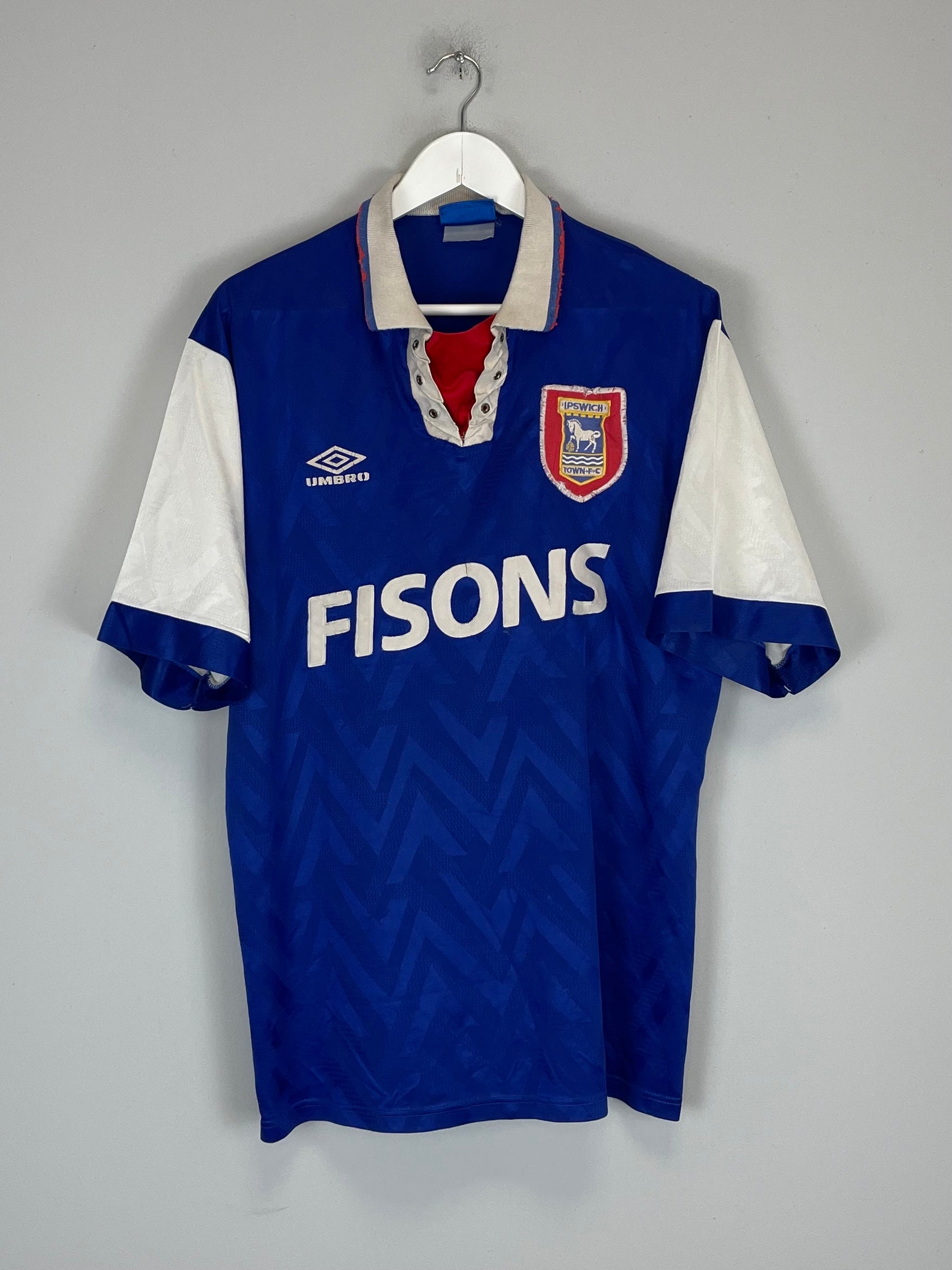 1992/94 IPSWICH TOWN HOME SHIRT (XL) UMBRO