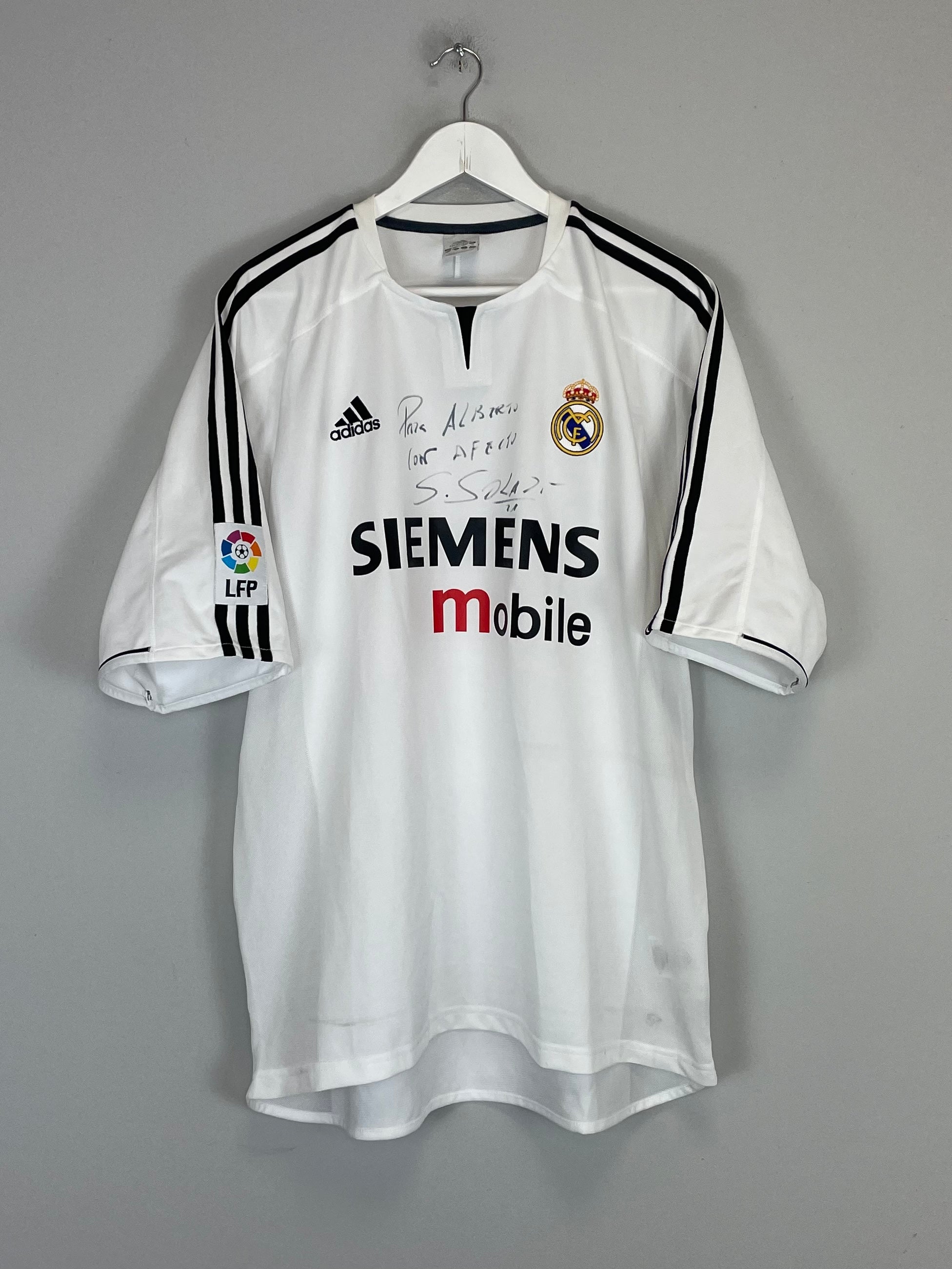 2003/04 REAL MADRID SOLARI #21 *SIGNED* HOME SHIRT (XL) ADIDAS