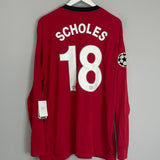 2009/10 MANCHESTER UNITED SCHOLES #18 C/L L/S *BNWT* HOME SHIRT (XL) NIKE