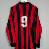 1989/90 AC MILAN #9 L/S HOME SHIRT (L) KAPPA