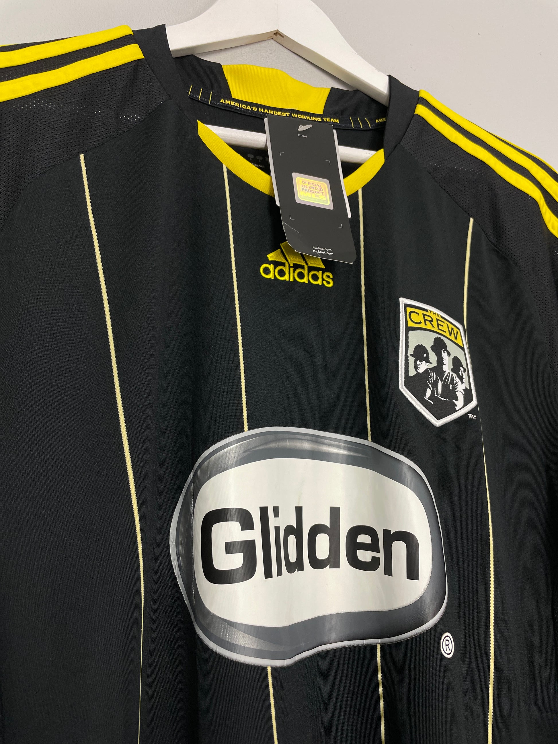 PLAYER ISSUE 2010 Adidas Columbus Crew Away Soccer Jersey Black Yellow  Large